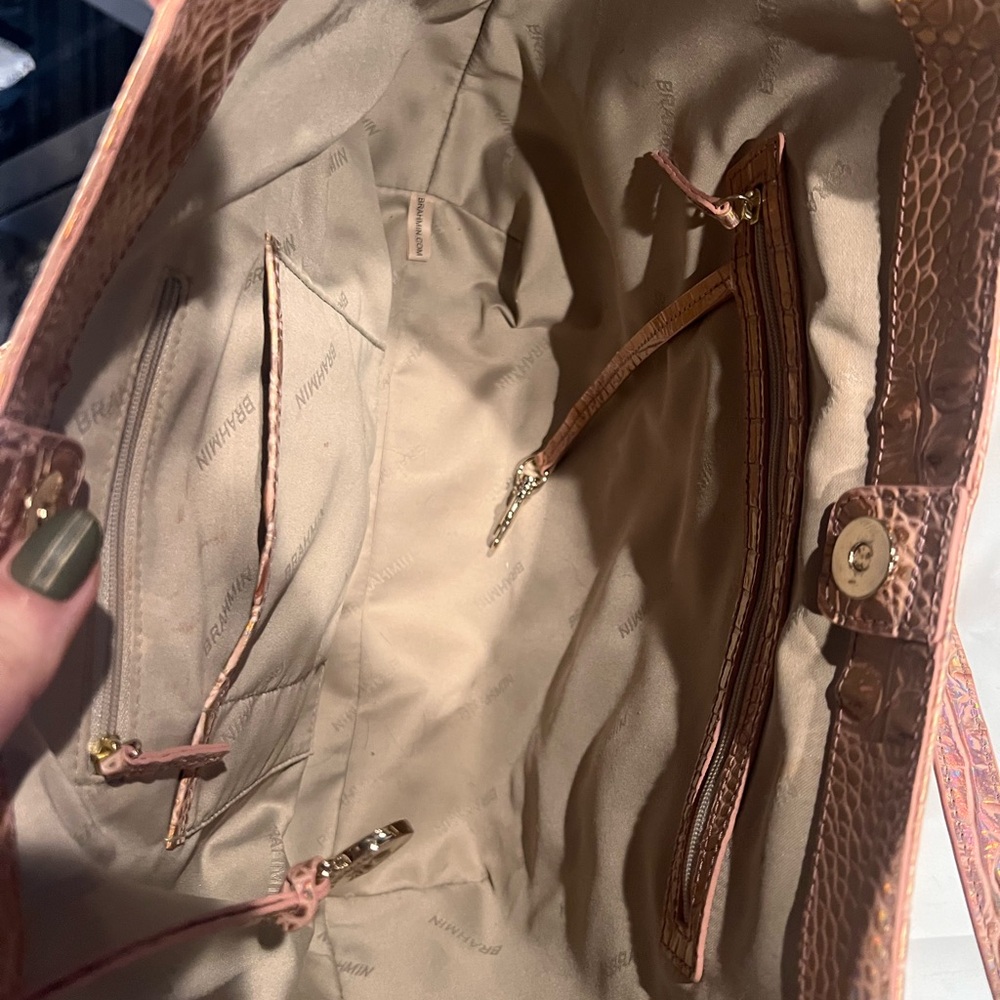 Brahmin Rose Golf Metallic Croc-Embossed Tote and wallet Set - Picture 6 of 8